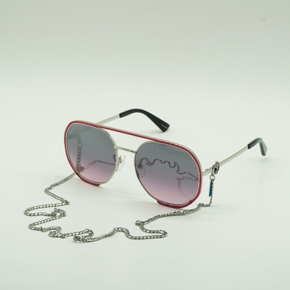 FINAL PRICE NEW MOSCHINO MOS052/S MU1E8 FUCHSIA ROUND WITH CHAIN SUNGLASSES
